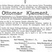 Ottomar Klement úmrtní oznámení v trutnovských novinách