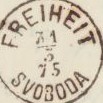 Denní razítko svobodské pošty 1875