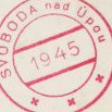 Provizorní poštovní razítko z roku 1945