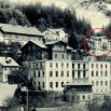 Vila Faltis - původně Gorcey - v panoramatu Janských Lázní na historické pohlednici odeslané v roce 1926 