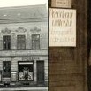 Slavnostně vyzdobená Hákova drogerie a zdravotník Hák ve dveřích posádkového velitelství 