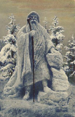 Krakonoš ze sněhu a ledu - historická pohlednice