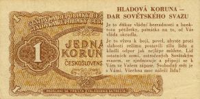Propagandistický letáček v podobě nejmenší československé státovky z emise 1953 Propagandistický letáček v podobě nejmenší československé státovky z emise 1953