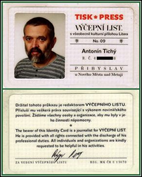 Průkaz redaktora Výčepního listu Průkaz redaktora Výčepního listu