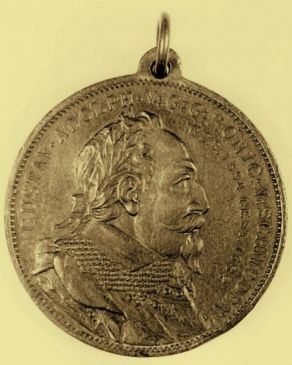 Švédský král Gustav Adolf na medaili z roku 1910