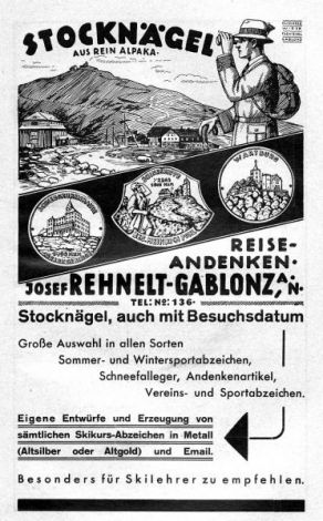 Reklama ražebny Josef Rehnelt z Jablonce nad Nisou - 1933