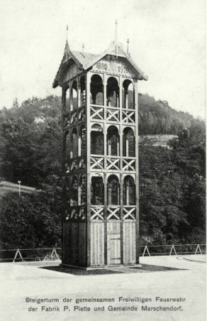 Hasičská věž v areálu papírny Piette