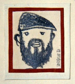 Zrození klauna - Alfred Landgraf, kresba tužkou 4 x 3 cm, 1967
