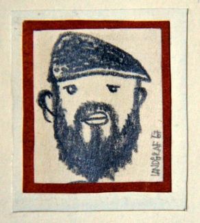 Zrození klauna - Alfred Landgraf, kresba tužkou 4 x 3 cm, 1967 Zrození klauna - Alfred Landgraf, kresba tužkou 4 x 3 cm, 1967